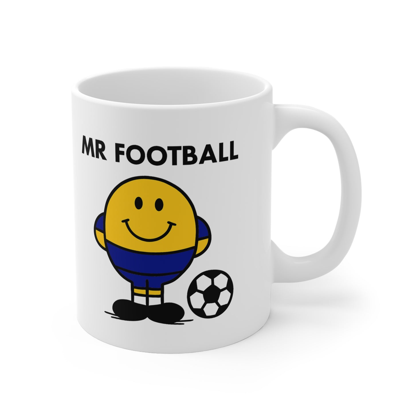 Mr Football Character Mug - Cheerful Soccer Gift for Football Fans