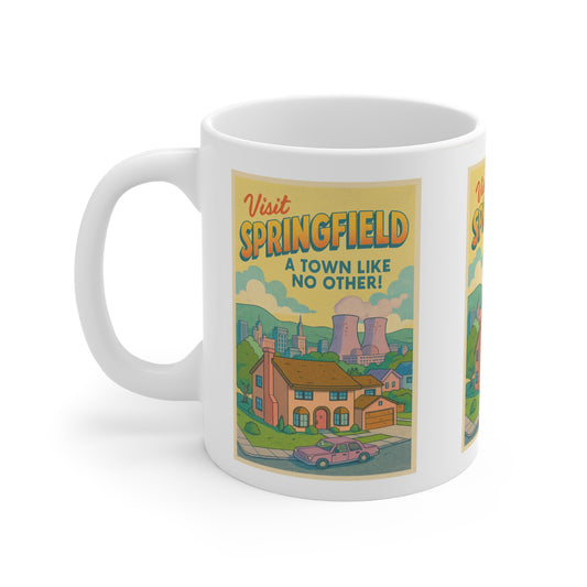 Simpsons Visit Springfield Mug - Retro Travel Poster Gift