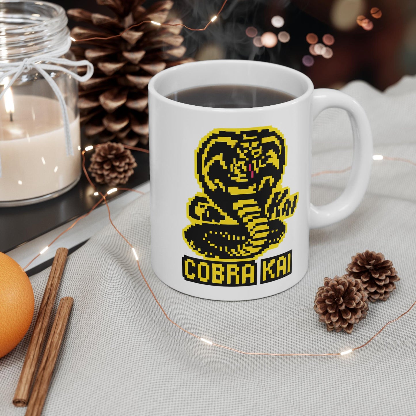 Cobra Kai 8-Bit Pixel Art Mug - Retro Gaming Style Karate Kid Gift